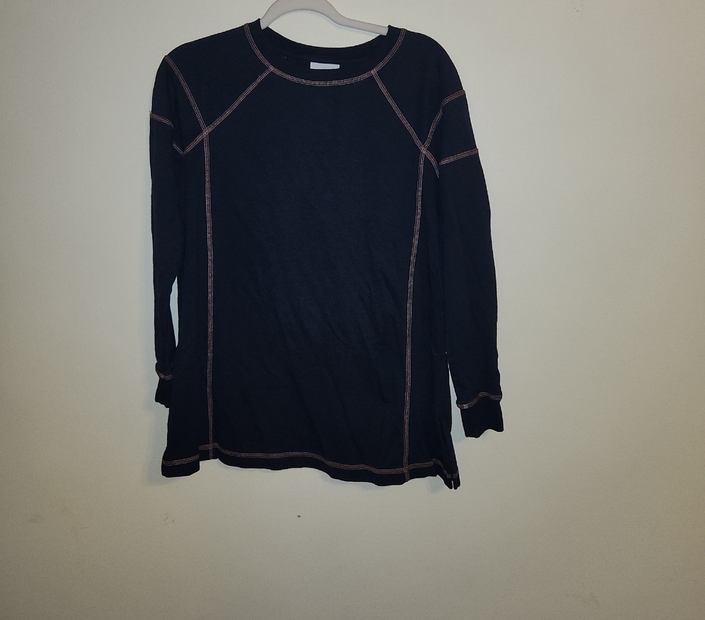 J. Jill Fit Black Top with Pink Stitch Detail